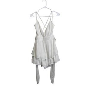 Selfie Leslie White Tiered Rompers Criss cross Strap Size XS